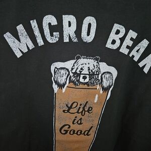 Life Is Good Black Short Sleeve Tee MICRO BEAR Graphic Large